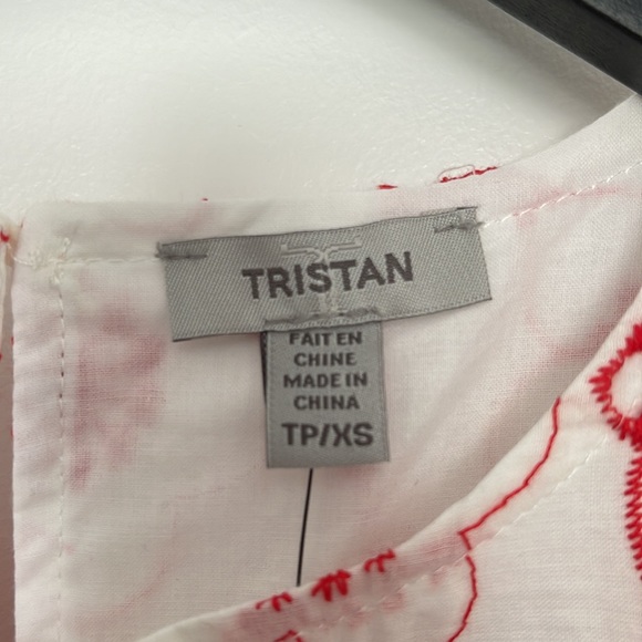 Tristan White cotton with red eyelets A-line dress NWT - Picture 6 of 9